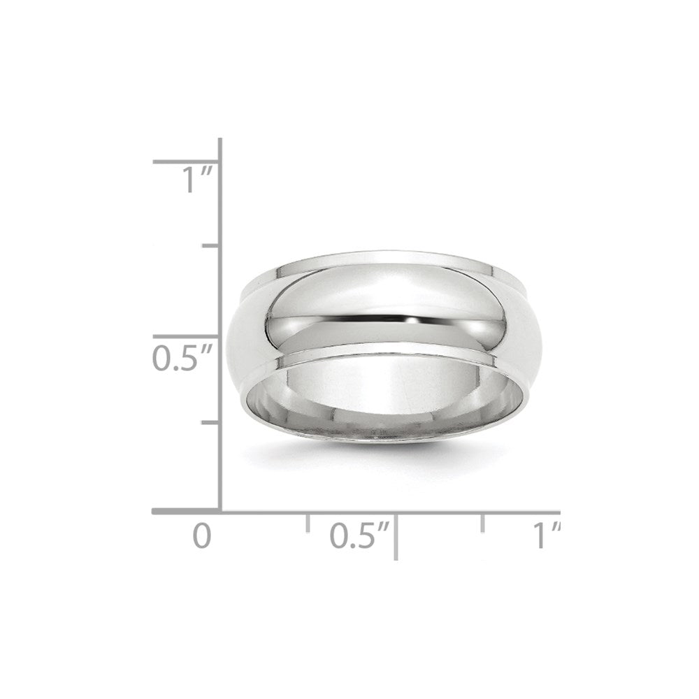 14k White Gold 8mm Half Round with Edge Wedding Band