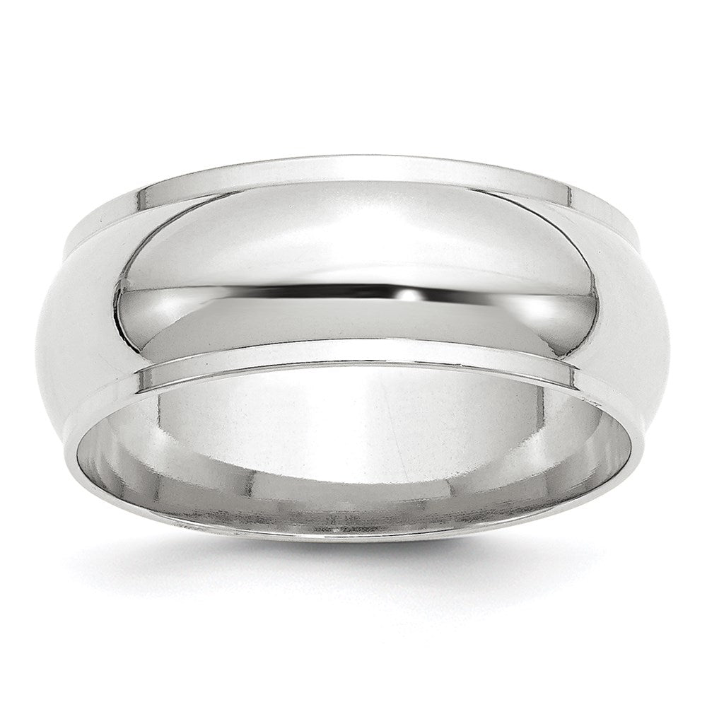 10k White Gold 8mm Half Round with Edge Wedding Band