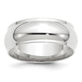 10k White Gold 8mm Half Round with Edge Wedding Band