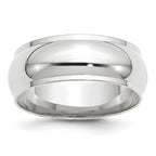 10k White Gold 8mm Half Round with Edge Wedding Band