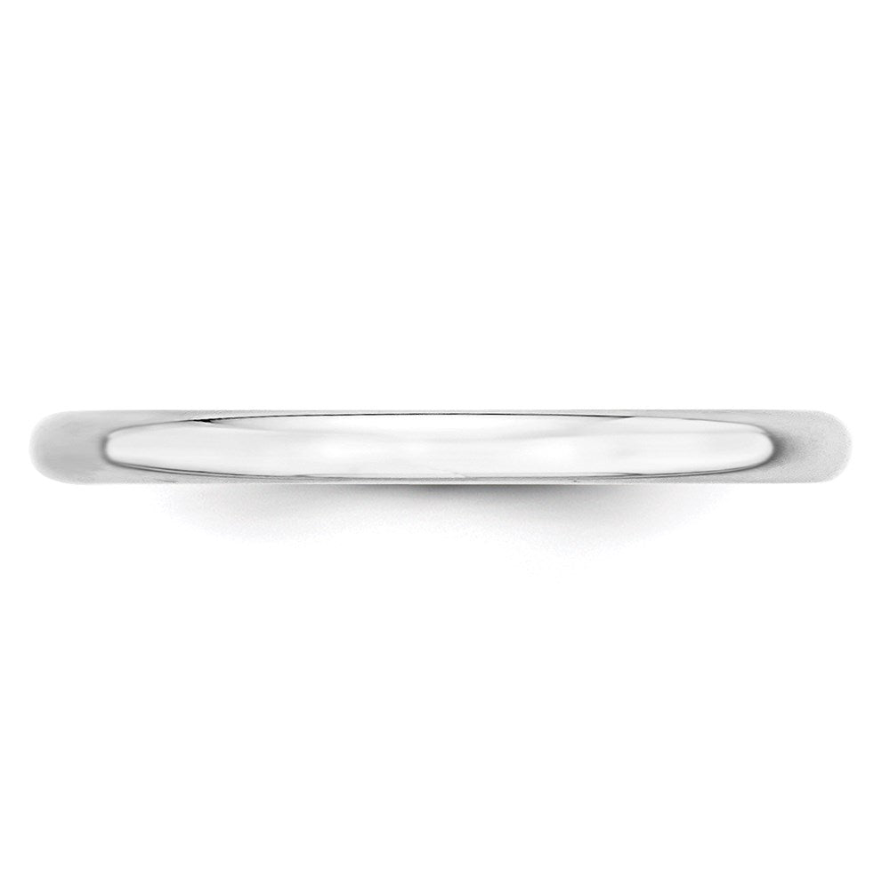 10k White Gold 2mm Lightweight Half Round Wedding Band
