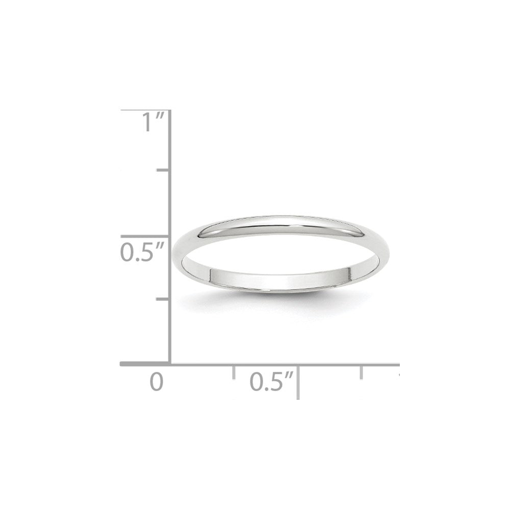 10k White Gold 2mm Lightweight Half Round Wedding Band