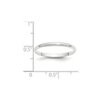 14k White Gold 2mm Lightweight Half Round Wedding Band