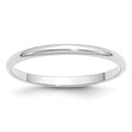 14k White Gold 2mm Lightweight Half Round Wedding Band