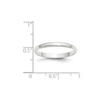 10k White Gold 2.5mm Lightweight Half Round Wedding Band