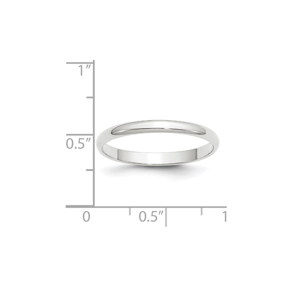 10k White Gold 2.5mm Lightweight Half Round Wedding Band