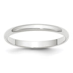 14k White Gold 2.5mm Lightweight Half Round Wedding Band