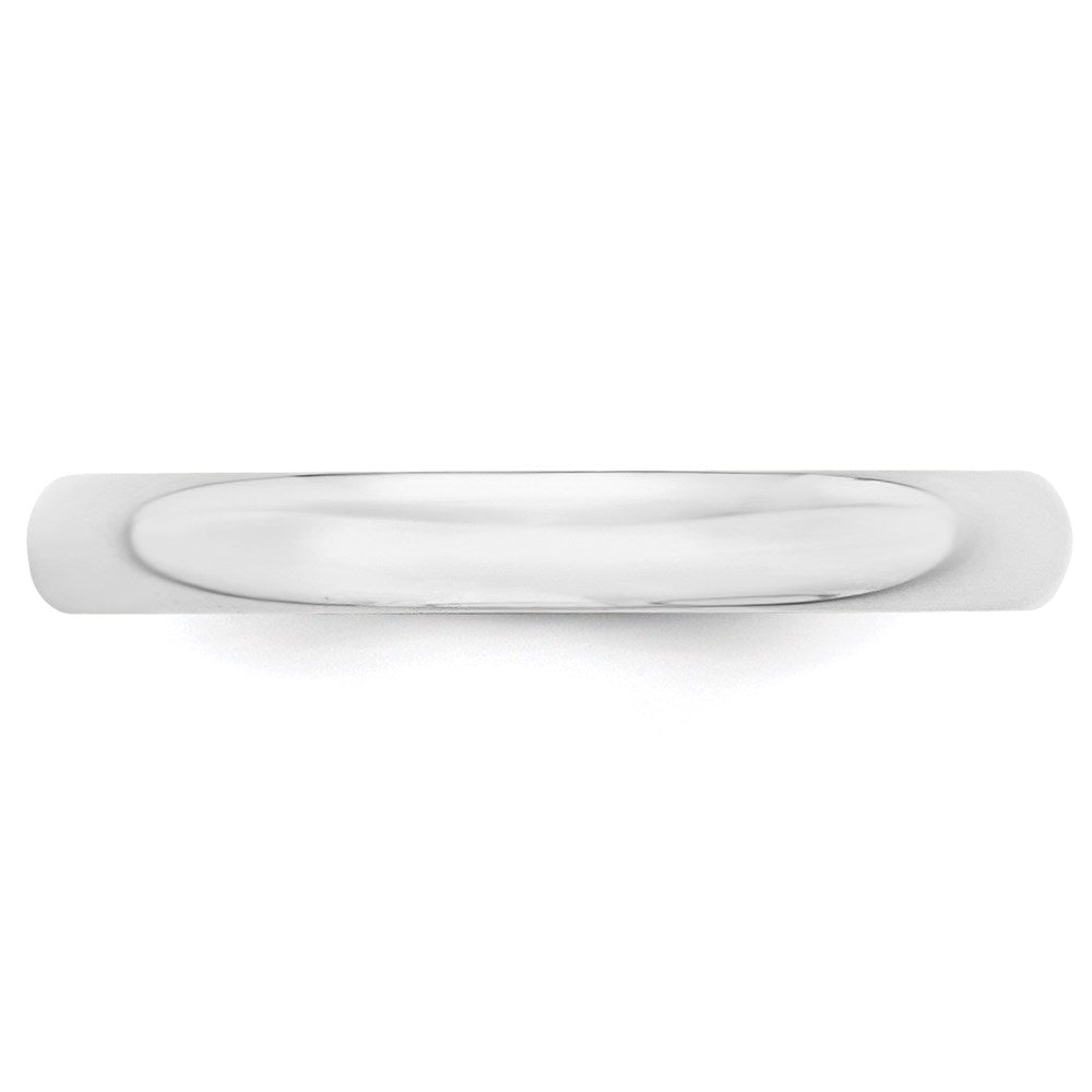 10k White Gold 3mm Lightweight Half Round Wedding Band