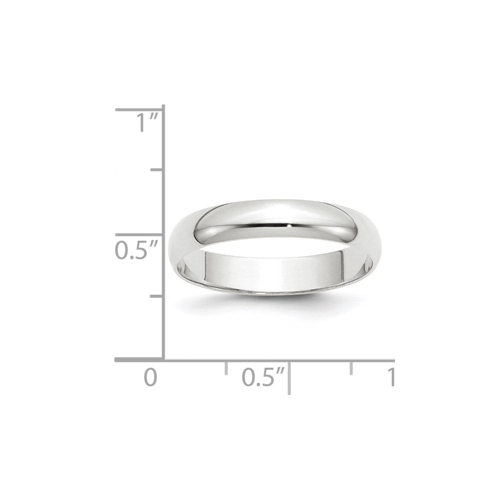 10k White Gold 4mm Lightweight Half Round Wedding Band