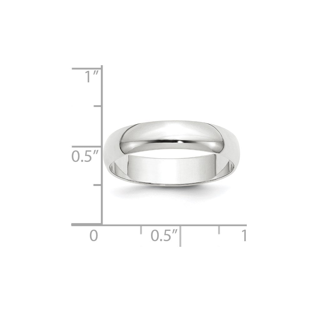 10k White Gold 5mm Lightweight Half Round Wedding Band
