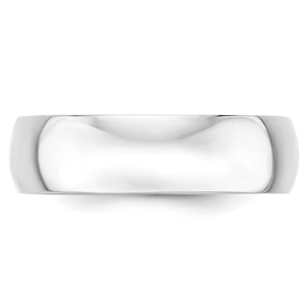 10k White Gold 6mm Lightweight Half Round Wedding Band