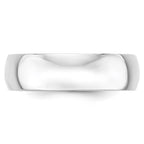 14k White Gold 6mm Lightweight Half Round Wedding Band