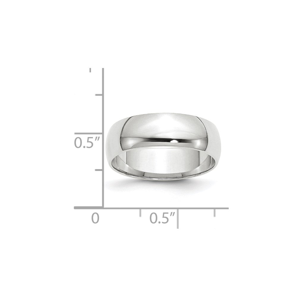 10k White Gold 6mm Lightweight Half Round Wedding Band