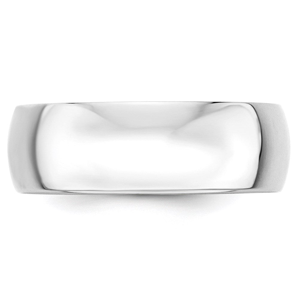 14k White Gold 7mm Lightweight Half Round Wedding Band