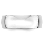 14k White Gold 7mm Lightweight Half Round Wedding Band