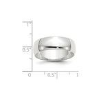 10k White Gold 7mm Lightweight Half Round Wedding Band