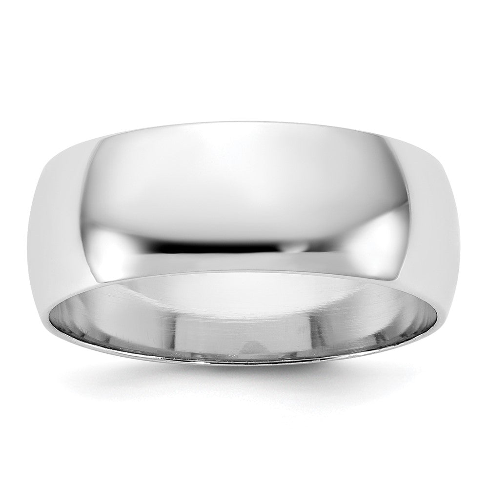 10k White Gold 7mm Lightweight Half Round Wedding Band