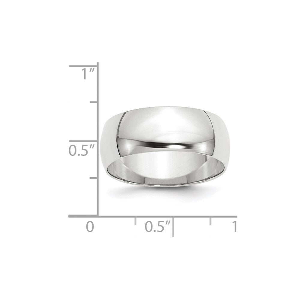 10k White Gold 8mm Lightweight Half Round Wedding Band