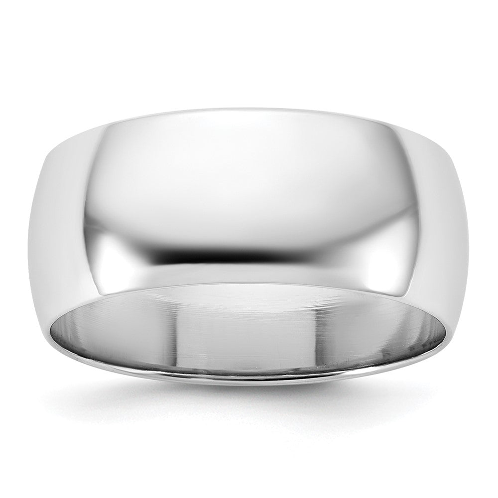 10k White Gold 8mm Lightweight Half Round Wedding Band