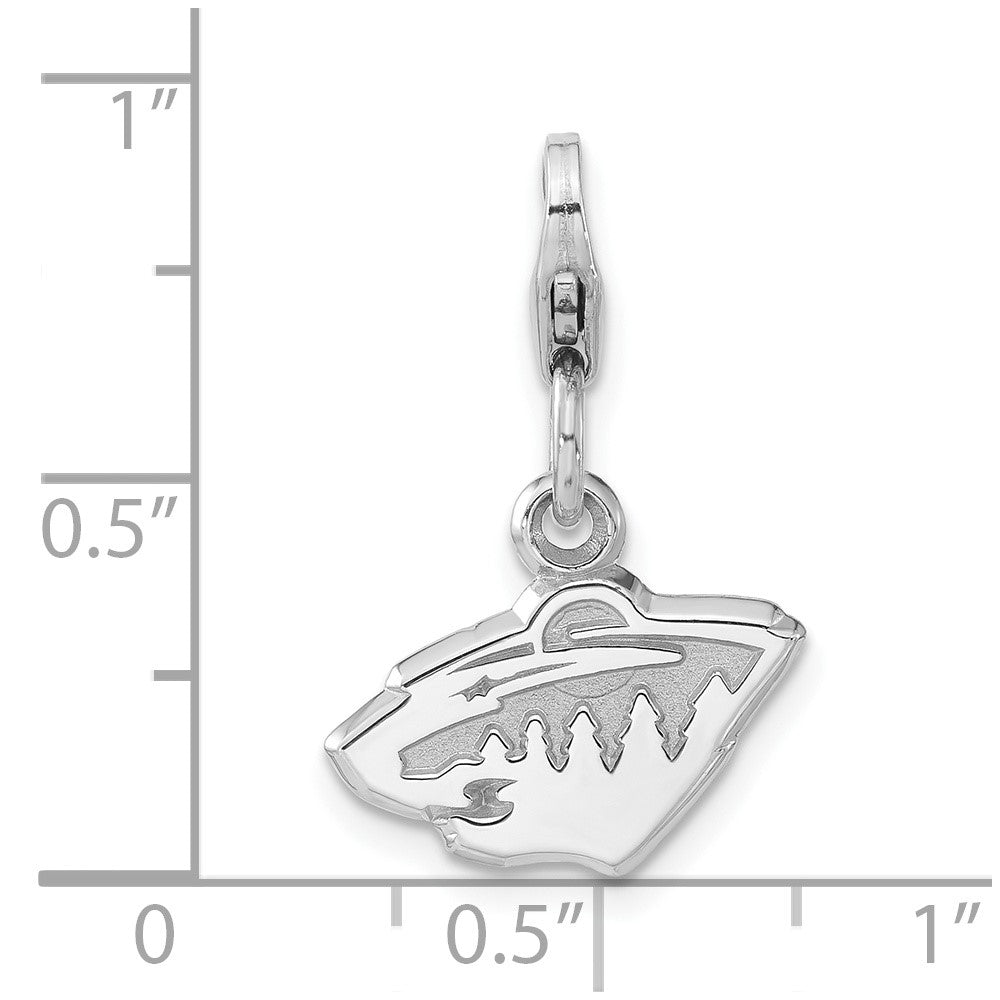Sterling Silver NHL Minnesota Wild Polished Logo w/ Lobster Clasp Charm