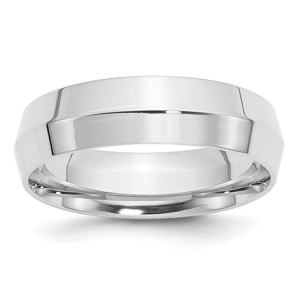 10k White Gold 6mm Knife Edge Comfort Fit Wedding Band