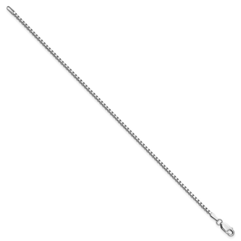 14K White Gold 1.9mm Box with Lobster Clasp Bracelet