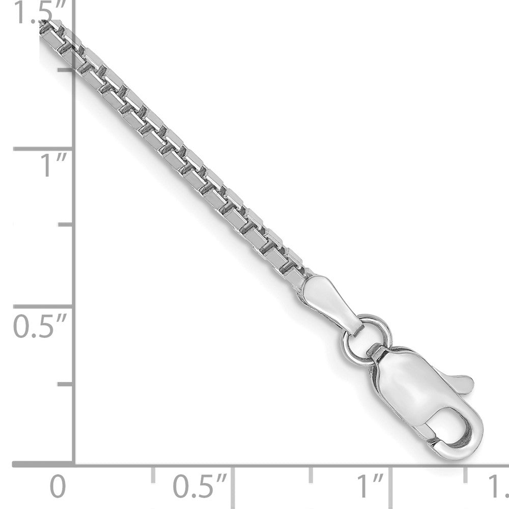 14K White Gold 1.9mm Box with Lobster Clasp Bracelet