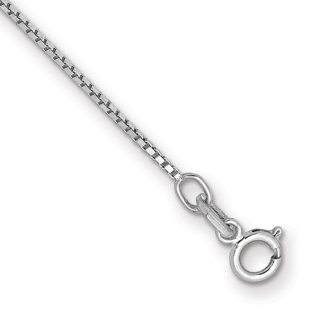 14K White Gold .9mm Box with Spring Ring Clasp Bracelet