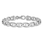 14K White Gold 9mm Hand Polished Fancy Anchor Link with Fancy Lobster Clasp Bracelet