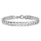 14K White Gold 7.4mm Hand Polished Fancy Link with Fancy Lobster Clasp Bracelet
