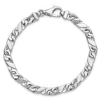 14K White Gold 6.7mm Hand Polished Fancy Link with Fancy Lobster Clasp Bracelet