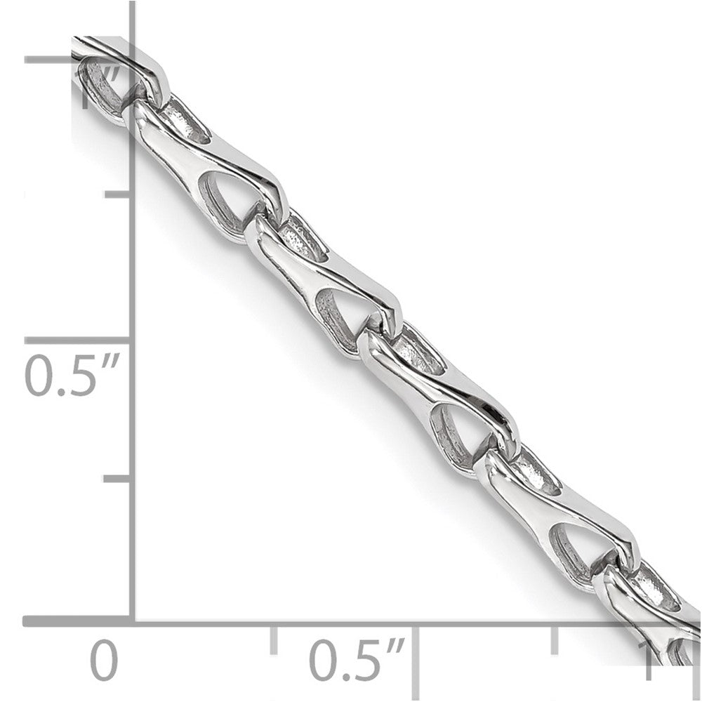 14K White Gold 3.5mm Hand Polished Fancy Link with Lobster Clasp Chain