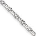 14K White Gold 3.5mm Hand Polished Fancy Link with Lobster Clasp Chain