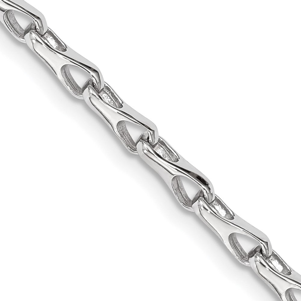 14K White Gold 3.5mm Hand Polished Fancy Link with Lobster Clasp Chain