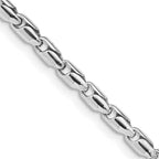 14K White Gold 8.25 inch 3mm Hand Polished Fancy Link with Lobster Clasp Bracelet