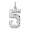 14kw Large Brushed Diamond-cut  Number 5 Charm