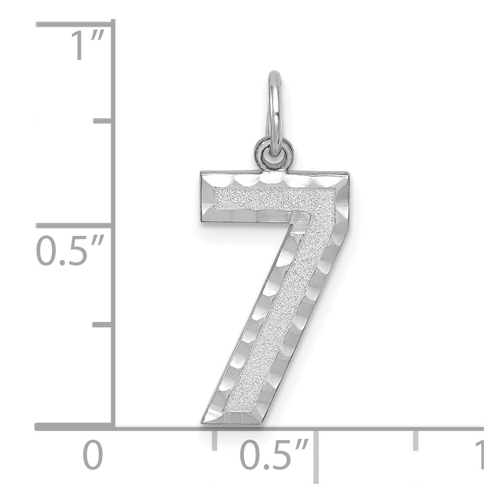 14kw Large Brushed Diamond-cut  Number 7 Charm