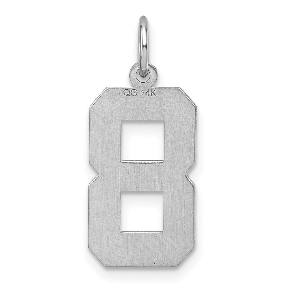 14kw Large Brushed Diamond-cut  Number 8 Charm