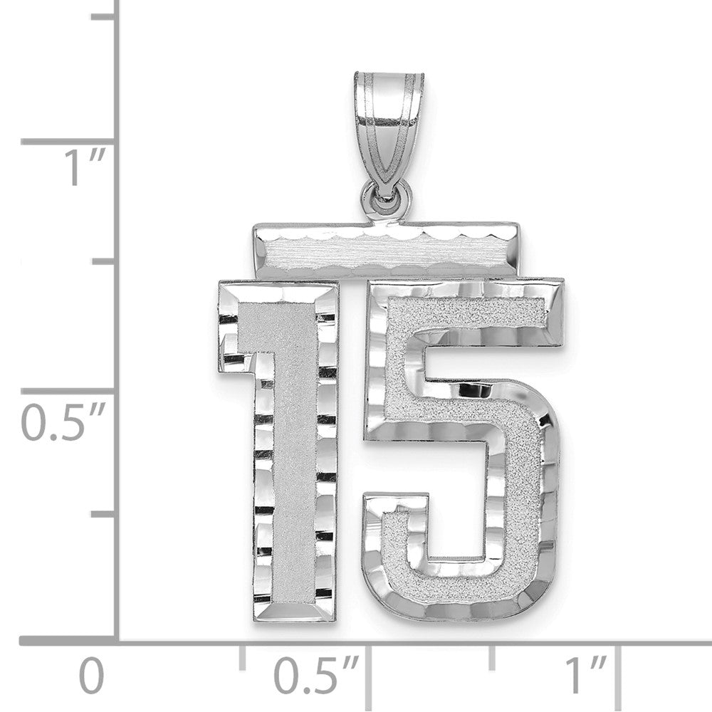 14kw Large Brushed  Diamond-cut Number 15 Charm