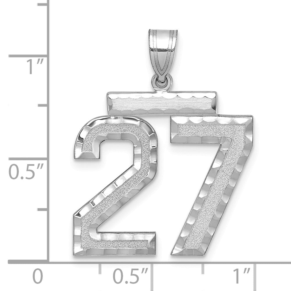 14kw Large Brushed  Diamond-cut Number 27 Charm