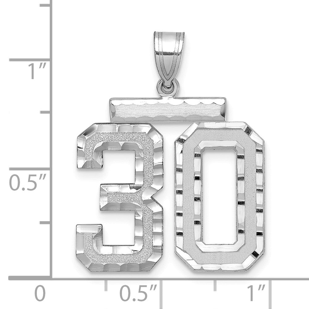 14kw Large Brushed Diamond-cut Number 30 Charm