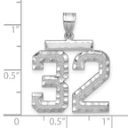 14kw Large Brushed Diamond-cut Number 32 Charm