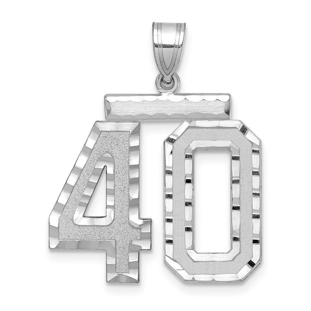 14kw Large Brushed Diamond-cut Number 40 Charm