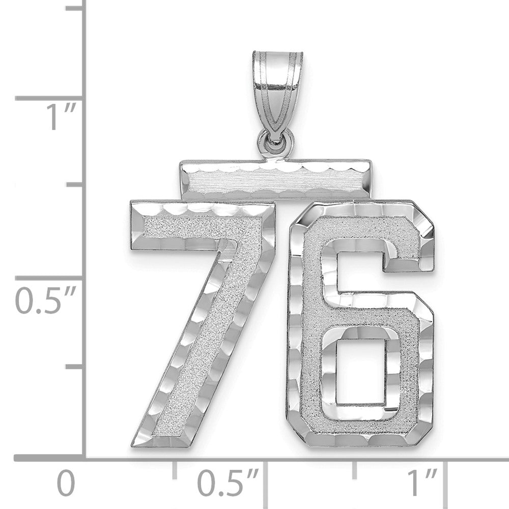 14kw Large Brushed Diamond-cut Number 76 Charm