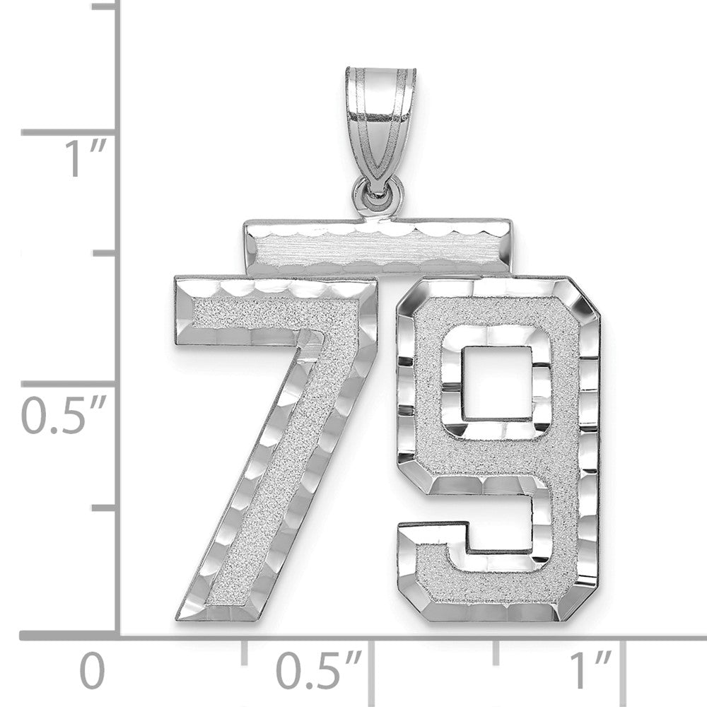 14kw Large Brushed Diamond-cut Number 79 Charm