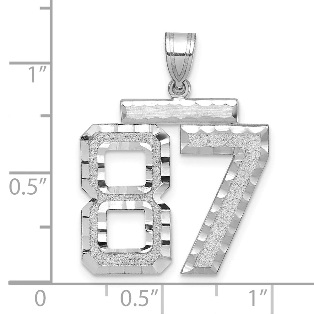 14kw Large Brushed Diamond-cut Number 87 Charm