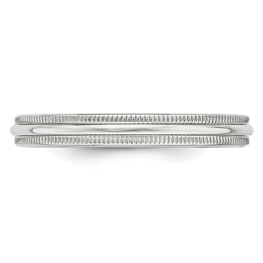 10k White Gold 3mm Milgrain Half Round Wedding Band