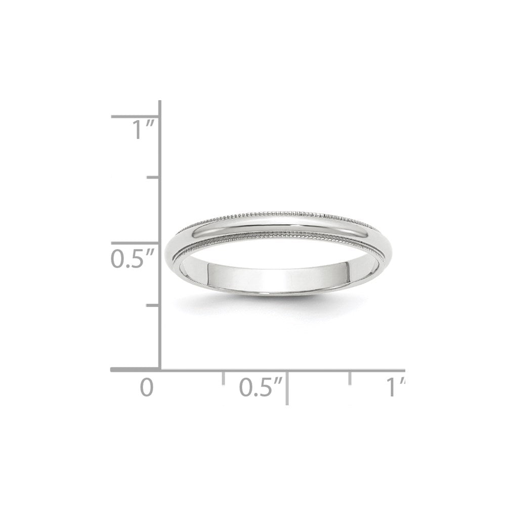 10k White Gold 3mm Milgrain Half Round Wedding Band