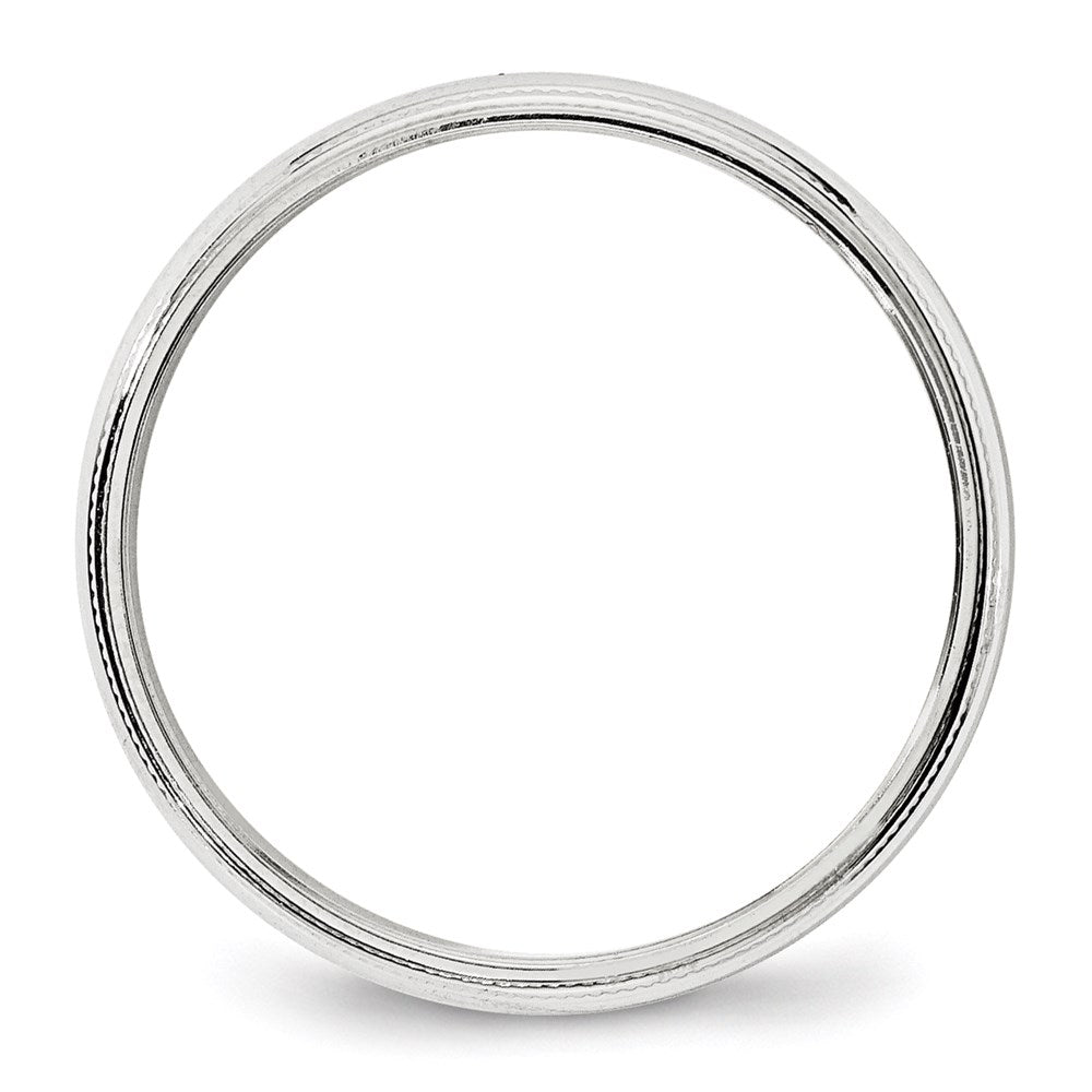 10k White Gold 4mm Milgrain Half Round Wedding Band
