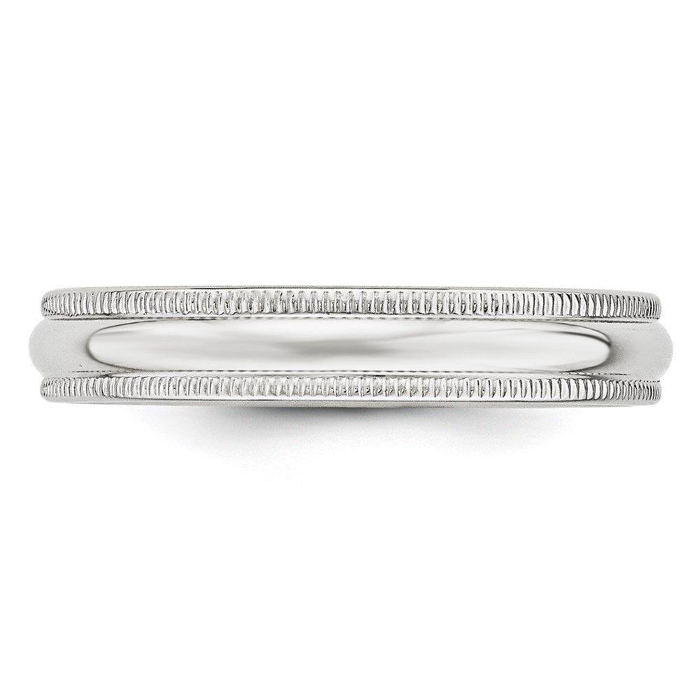 10k White Gold 4mm Milgrain Half Round Wedding Band